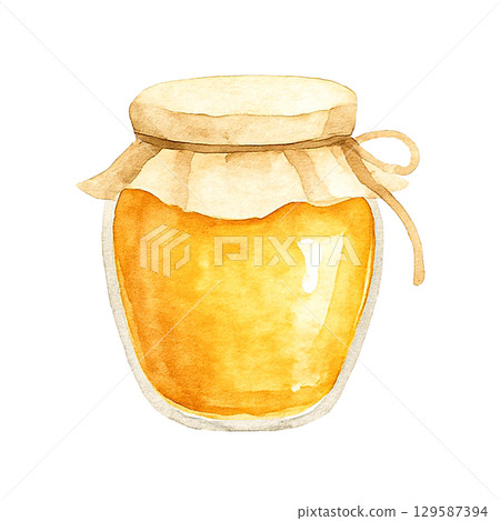 Watercolor series: Honey and royal jelly illustrations 129587394