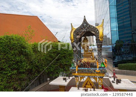 Thailand Buddhist altar shrine god Bangkok 129587448