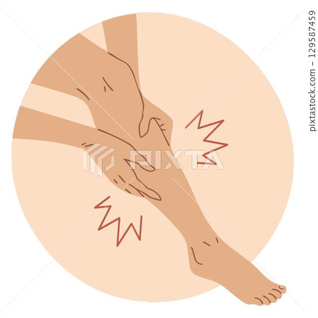 Woman holding leg in pain, muscle strain 129587459