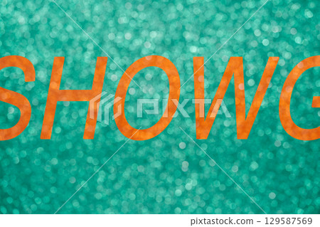 Colorful orange and mint green glitter large bokeh background for music cabaret showgirl design textures 129587569