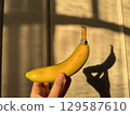 Oval diamond ring and banana with artistic light and shadows 129587610
