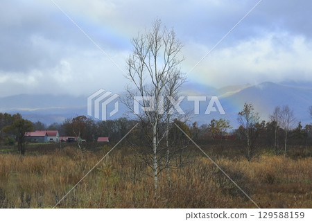 Late autumn rainbow seen from Fukui, Niseko Town, Hokkaido Late autumn rainbow seen from Fukui, Niseko Town, Hokkaido 129588159