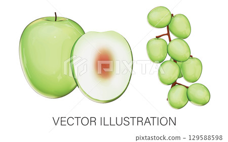 Realistic 3D Indian Jujube Set: Whole Fruit and Cluster Illustration with Transparent Background Realistic 3D Indian Jujube Set: Whole Fruit and Cluster Illustration with Transparent Background 129588598