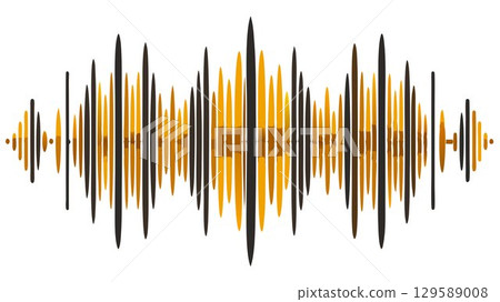 A detailed rendering of sound waves against a white background reveals the intricate details of their waveforms, their frequencies, and the overall complexity of sound as a physical phenomenon, creat 129589008