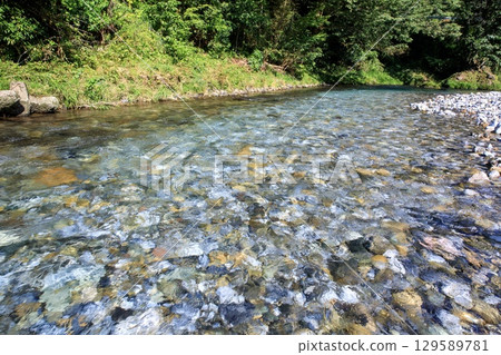 The clear waters of the Kanzaki River in Yamagata City 129589781