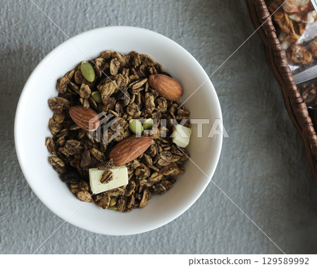Pumpkin seed, oat and nut granola Pumpkin seed, oat and nut granola 129589992
