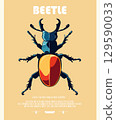 Vector illustration of a poster beetle, minimalistic design 129590033
