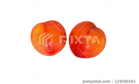 Red plums on a white background 129590261