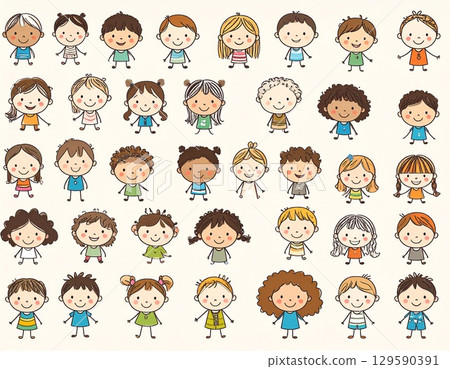 孩子們的笑容各異 129590391