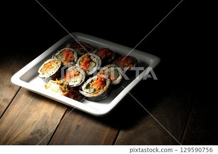 Korean-style seaweed roll kimbap Korean-style seaweed roll kimbap 129590756