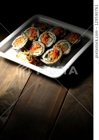 Korean-style seaweed roll kimbap Korean-style seaweed roll kimbap 129590761