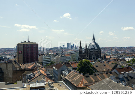 Vienna, Austria - June 16, 2023: View of Vienna from the roof of the shopping center on Mariahilfer Street 129591289