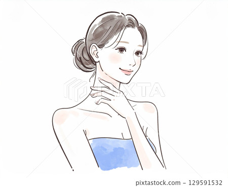 婦女和女孩的水彩和手繪插圖素材 129591532