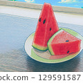 Watermelon on a plate 129591587