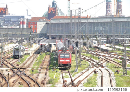 Spectacular trams at Munich Central Station 129592166