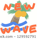 Palm tree and wave logo 129592791