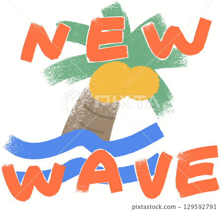 Palm tree and wave logo Palm tree and wave logo 129592791