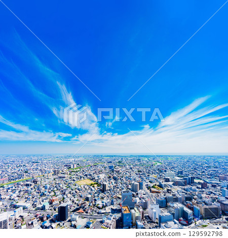 Panoramic view of the Enshu Sea on the south side of Hamamatsu Station [Urban landscape of Hamamatsu City] 129592798