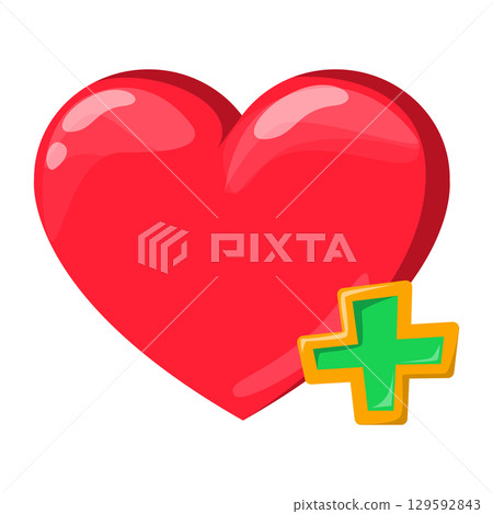 Heart with plus symbol game icon 129592843
