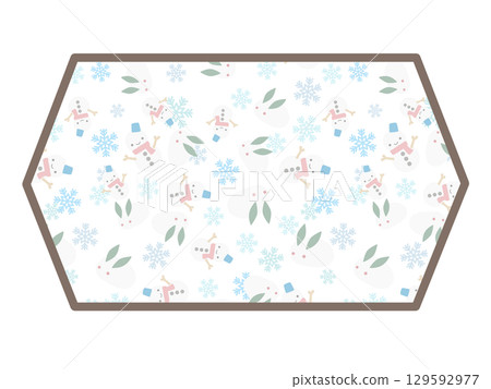 Snowman hexagon frame 129592977