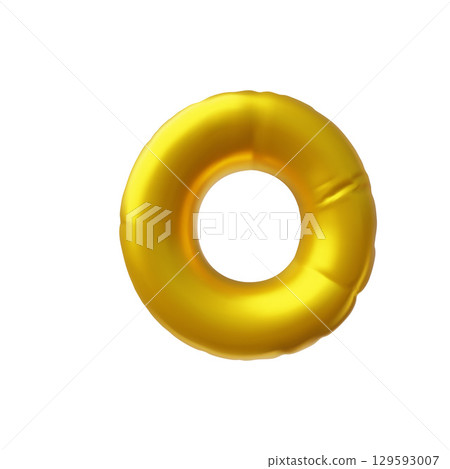 English alphabet letter o from foil golden inflated balloon, 3D vector render type symbol air figure, puffy font sign English alphabet letter o from foil golden inflated balloon, 3D vector render type symbol air figure, puffy font sign 129593007