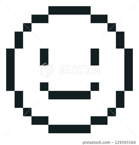 Happy laugh emoji emoticon pixel art vector icon, black outline pixelated smile face, cute retro 8 bit positive avatar 129593168