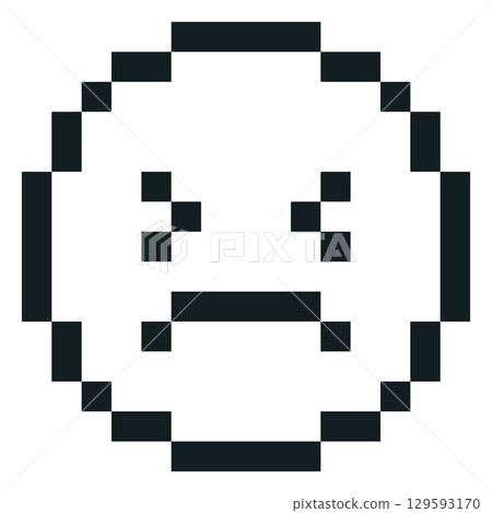 Disappointed emoji emoticon pixel art vector icon, black outline sad annoyed face, retro 8 bit dissatisfied avatar Disappointed emoji emoticon pixel art vector icon, black outline sad annoyed face, retro 8 bit dissatisfied avatar 129593170