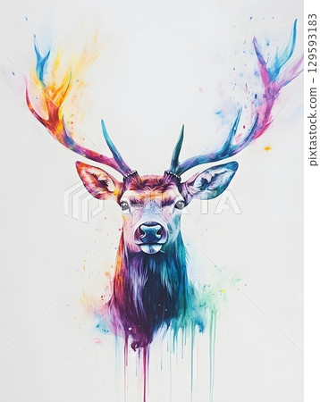 deer on watercolor painting 129593183