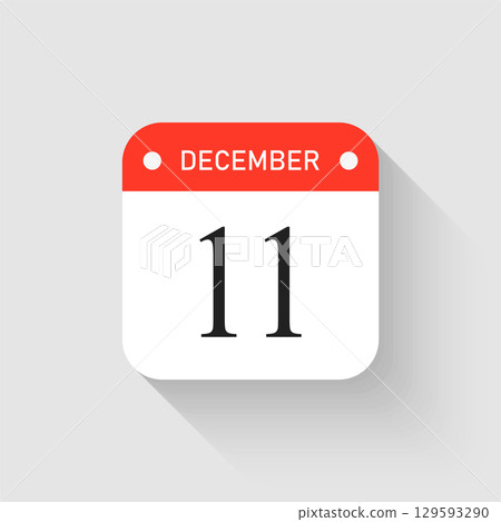 Vector icon page day calendar - 11 December month Vector icon page day calendar - 11 December month 129593290