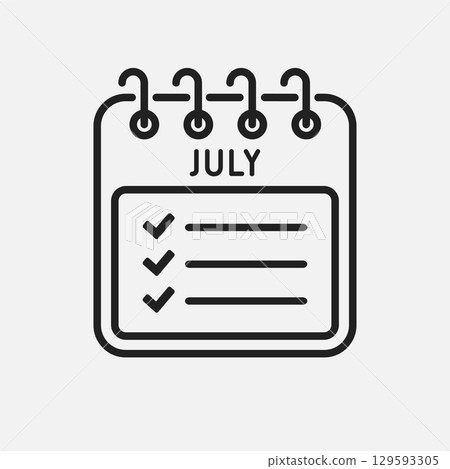Icon calendar July month, to-do list, checklist 129593305