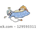 A girl and a snake sitting in a kotatsu 129593311