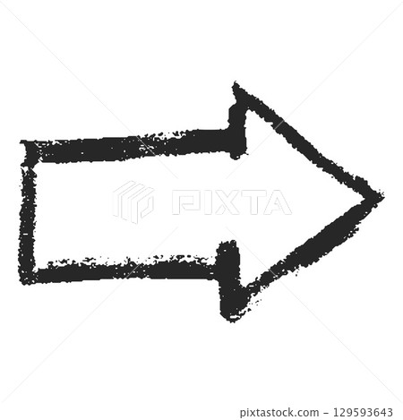 Chalk arrow black outline, crayon vector sketch scribble pointer mark, right direction sign, forward navigation graphic 129593643