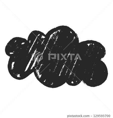 Chalk cloud shape black crayon or charcoal texture, cartoon text box silhouette, speech bubble, vector kid hand drawing Chalk cloud shape black crayon or charcoal texture, cartoon text box silhouette, speech bubble, vector kid hand drawing 129593700
