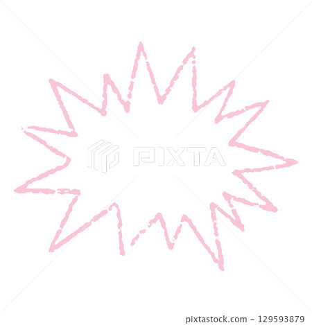 Pink zigzag outline crayon sketch shape, chalk or pencil scribble figure, doodle comic text box, kids drawing frame Pink zigzag outline crayon sketch shape, chalk or pencil scribble figure, doodle comic text box, kids drawing frame 129593879