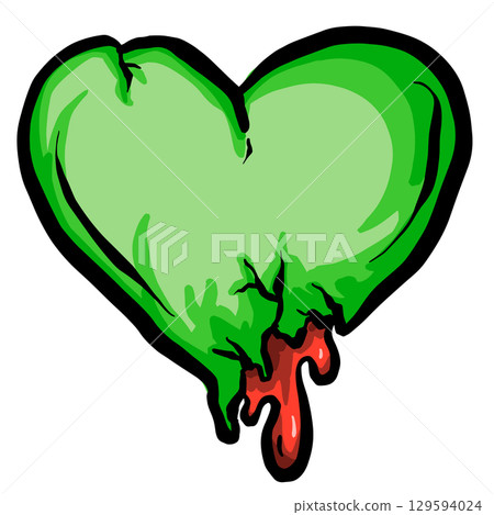 Cartoon Zombie Dead Heart Broken Love Illustration 129594024