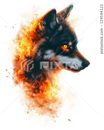 watercolor portrait of a wolf 129594123