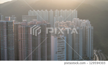 Aug 9 2025 Residential skyline along Tsuen King Circuit road 129594303