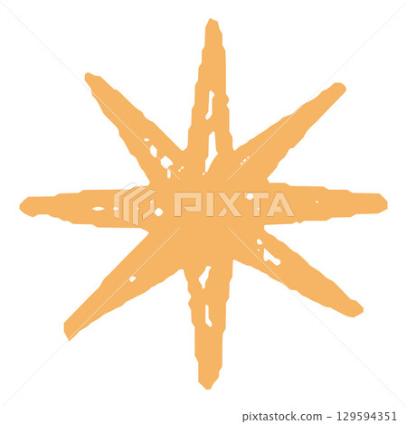 Orange crayon sketch star spark shape, vector scribble sparkle figure chalk or pencil texture, shine symbol kids drawing Orange crayon sketch star spark shape, vector scribble sparkle figure chalk or pencil texture, shine symbol kids drawing 129594351