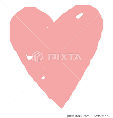 Crayon sketch heart shape pink pastel color, scribble love symbol chalk pencil texture, abstract kid hand drawing figure 129594360