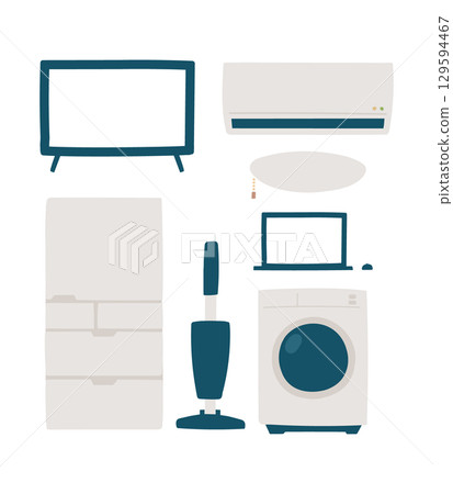 Simple and cute home appliance illustrations Simple and cute home appliance illustrations 129594467