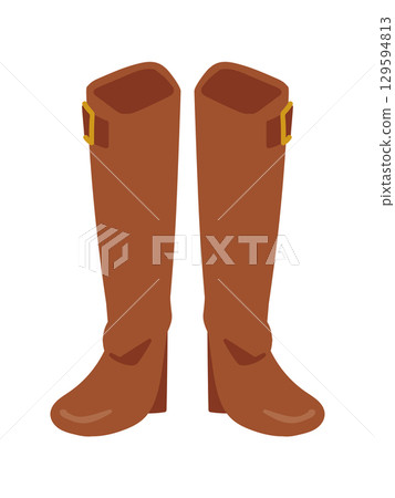 Hand-drawn illustration of brown long boots Hand-drawn illustration of brown long boots 129594813