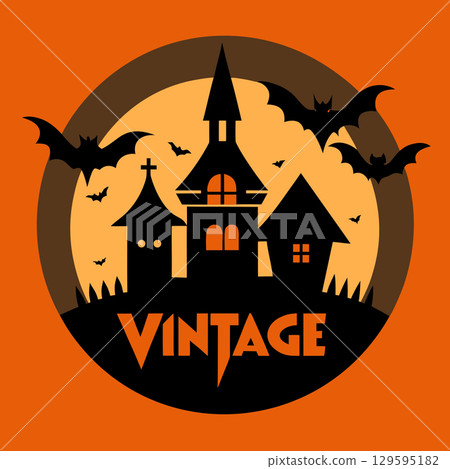 halloween party invitation design with cemetery and pumpkins. halloween greeting card or poster template. halloween party invitation design with cemetery and pumpkins. halloween greeting card or poster template. 129595182