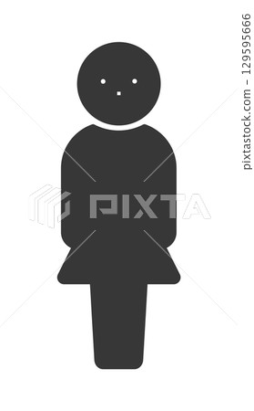 Black pictogram of a standing woman - simple and cute full body silhouette icon 129595666