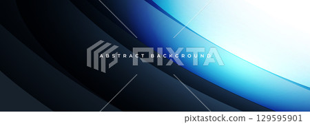 Modern abstract dark blue wide banner with curved lines. Modern abstract dark blue wide banner with curved lines. 129595901
