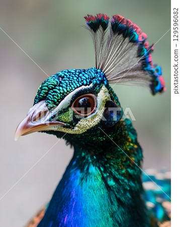 portrait of a beautiful peacock 129596082
