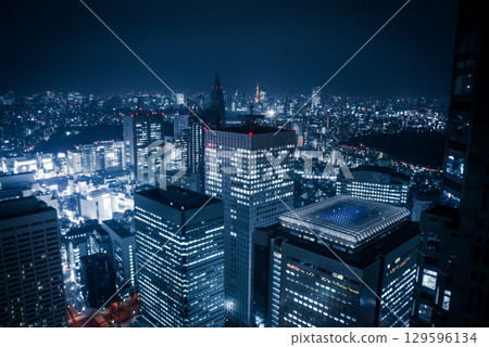 從東京都政府大樓欣賞摩天大樓的夜景 129596134