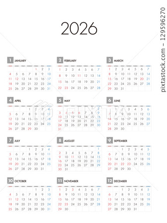 2026 calendar starts on Sunday 129596270