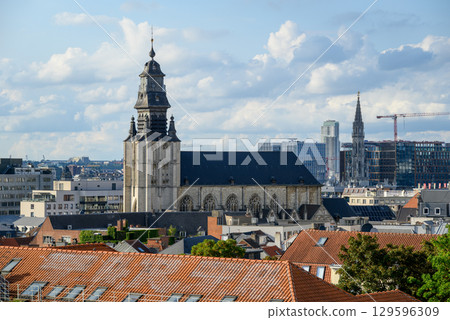 Aerial cityscape view of Brussels, capital of Belgium and seat of the European Union 129596309