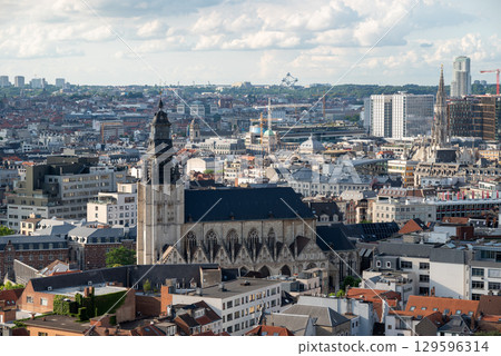 Aerial cityscape view of Brussels, capital of Belgium and seat of the European Union 129596314