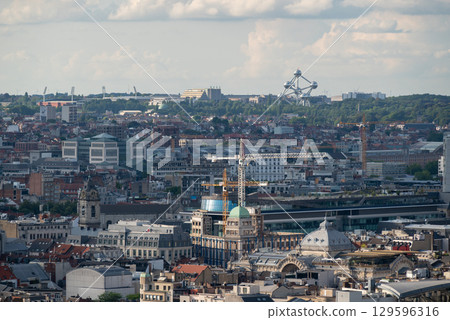 Aerial cityscape view of Brussels, capital of Belgium and seat of the European Union 129596316